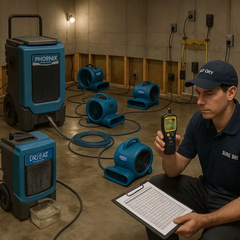 Structural Drying and Dehumidification process in Elsa, TX